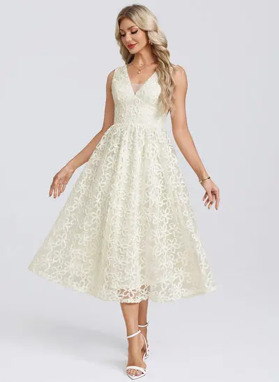 Jacquard Blonder Midi Kjole