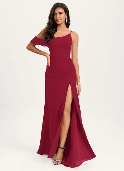 Jurk zeemeermin van chiffon met one-shoulder ruches