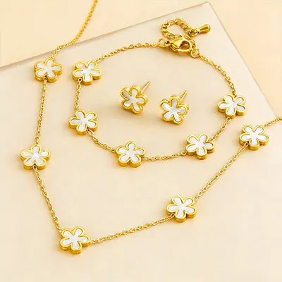 Delicato fiore festa i monili per donne orecchini collana e bracciale (set di 3)