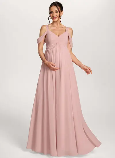 Umstandskleid in A-Linie mit Plissee aus Chiffon