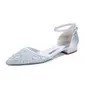 Women's Wedding Shoes Lace Satin High Heel Point Toe Wedding Heels Bridal Shoes Rhinestone Elegant Simple Wedding Shoes 