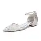 Women's Wedding Shoes Lace Satin High Heel Point Toe Wedding Heels Bridal Shoes Rhinestone Elegant Simple Wedding Shoes 