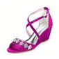 Women's Wedding Shoes Wedge Heel Open Toe Wedding Sandals Bridal Shoes Rhinestone Elegant Wedding Evening Cocktail Shoes 