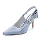 Women's Wedding Shoes Satin High Heel Point Toe Slingbacks Wedding Heels Bridal Shoes Rhinestone Elegant Wedding Shoes 