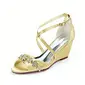 Women's Wedding Shoes Wedge Heel Open Toe Wedding Sandals Bridal Shoes Rhinestone Elegant Wedding Evening Cocktail Shoes 