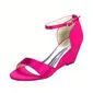 Women's Wedding Shoes Satin Wedge Heel Open Toe Wedding Sandals Bridesmaid Shoes Simple Wedding Evening Cocktail Shoes 