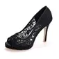 Vrouwen bruidsschoenen kant hoge hak plateau peepteen pumps bruiloft hakken bruidsschoenen elegant eenvoudig huwelijk avond schoenen 