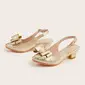 Girl's Sandals Daily Bowknot Faux Leather Round Toe Low Heel Shoes 