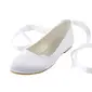 Vrouwen bruidsschoenen satijn platte hak ronde teen bruiloft flats bruidsmeisje schoenen ballerina's schattig eenvoudig vastrijgen ribbon tie huwelijk schoenen 
