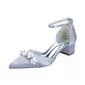 Women's Wedding Shoes Satin Chunky Heel Point Toe Wedding Heels Bridal Shoes Pearl Elegant Wedding Shoes 