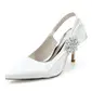 Women's Wedding Shoes Satin High Heel Point Toe Slingbacks Wedding Heels Bridal Shoes Rhinestone Elegant Wedding Shoes 