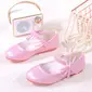 Chaussures de fille de fleur filles mariage fête nœud papillon perles similicuir talon plat chaussures 