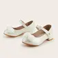 Girl's Flower Girl Shoes Wedding Party Flower Faux Leather Round Toe Low Heel Shoes 