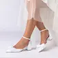 Women's Wedding Shoes Satin Chunky Heel Block Heel Point Toe Wedding Heels Bridesmaid Shoes Bowknot Elegant Wedding Shoes 