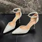 Mulheres saltos tira tornozelo sapatos de dama de honra casamento trabalho festa formatura noite elegante simples os juncos são materiais decorativos salto alto point toe cor sólida fivela sapatos 