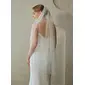 Beading Cut Edge Single Tier Bridal Fingertip Length 39" Wedding Veils 
