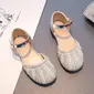 Jentas Sandaler Flate sko Flower Girl Shoes Lukket Tå flat Heel Sparkling Glitter Jentesko 