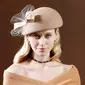 Women's Vintage Winter Bow Wool Wedding Cocktail Beret Hats 