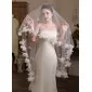 Floral Cut Edge Single Tier Bridal Chapel Length 79" Wedding Veils 
