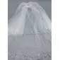 Sequin Cut Edge Two Tier Bridal Fingertip Length 31" Wedding Veils With Blusher 