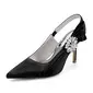 Women's Wedding Shoes Satin High Heel Point Toe Slingbacks Wedding Heels Bridal Shoes Rhinestone Elegant Wedding Shoes 