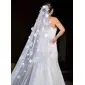 Pearl Floral Cut Edge Single Tier Bridal Cathedral Length 118" Wedding Veils 