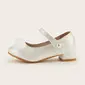 Girl's Flower Girl Shoes Wedding Party Flower Faux Leather Round Toe Low Heel Shoes 