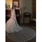 Simple Lace Edge Two Tier Bridal Cathedral Length 118" Wedding Veils With Blusher 