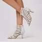 Women's Latin Shoes Lace-up Rhinestone High Heel Satin Solid Color Dance Shoes 