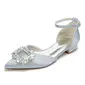Women's Wedding Shoes Satin Flat Heel Low Heel Point Toe Wedding Flats Bridal Shoes Rhinestone Elegant Wedding Shoes 