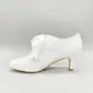 Women's Wedding Shoes Satin High Heel Round Toe Bridal Shoes Wedding Boots Vintage Wedding Party Prom Shoes 