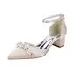 Women's Wedding Shoes Satin Chunky Heel Point Toe Wedding Heels Bridal Shoes Pearl Elegant Wedding Shoes 