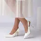 Women's Wedding Shoes Satin High Heel Point Toe Slingbacks Wedding Heels Bridal Shoes Rhinestone Elegant Wedding Shoes 