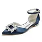 Women's Wedding Shoes Satin Flat Heel Low Heel Point Toe Wedding Flats Bridal Shoes Rhinestone Elegant Wedding Shoes 