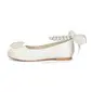 Girl's Flower Girl Shoes Wedding Pearl Ribbon Tie Satin Round Toe Flat Heel Shoes 