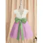 A-line Scoop Knee-Length Lace Tulle Flower Girl Dress With Bow Sash 