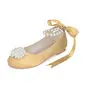 Girl's Flower Girl Shoes Wedding Pearl Ribbon Tie Satin Round Toe Flat Heel Shoes 