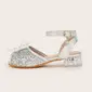 Girl's Princess Shoes Daily Party Crystal Glitter Peep Toe Low Heel Shoes 