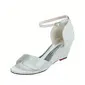 Women's Wedding Shoes Satin Wedge Heel Open Toe Wedding Sandals Bridesmaid Shoes Simple Wedding Evening Cocktail Shoes 
