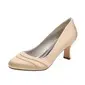 Women's Wedding Shoes Satin High Heel Round Toe Wedding Heels Bridesmaid Shoes Vintage Simple Wedding Shoes 