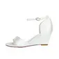 Women's Wedding Shoes Satin Wedge Heel Open Toe Wedding Sandals Bridesmaid Shoes Simple Wedding Evening Cocktail Shoes 