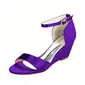 Women's Wedding Shoes Satin Wedge Heel Open Toe Wedding Sandals Bridesmaid Shoes Simple Wedding Evening Cocktail Shoes 