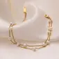 Simple Freshwater Pearl 2 Layers Chain & Link Bracelets 