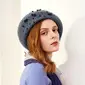 Women's Elegant Winter Beading Wool Wedding Cocktail Beret Hats 