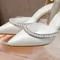 Women's Wedding Shoes Pearl Rhinestone Buckle Wedding Heels Bridal Shoes Boho Elegant Point Toe Wedding Shoes 