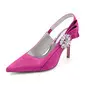Women's Wedding Shoes Satin High Heel Point Toe Slingbacks Wedding Heels Bridal Shoes Rhinestone Elegant Wedding Shoes 
