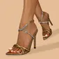Women's Sandals Cocktail Party Sexy PU Leather Bridesmaid Shoes Sandals High Heel Open Toe Rhinestone Summer Buckle Shoes 