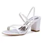 Women's Wedding Shoes Satin Block Heel Open Toe Wedding Sandals Bridesmaid Shoes Elegant Simple Wedding Daily Cocktail Shoes 