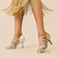 Women's Latin Shoes Rhinestone High Heel Satin Indoor Dance Shoes 