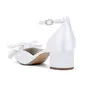 Women's Wedding Shoes Satin Chunky Heel Block Heel Point Toe Wedding Heels Bridesmaid Shoes Bowknot Elegant Wedding Shoes 